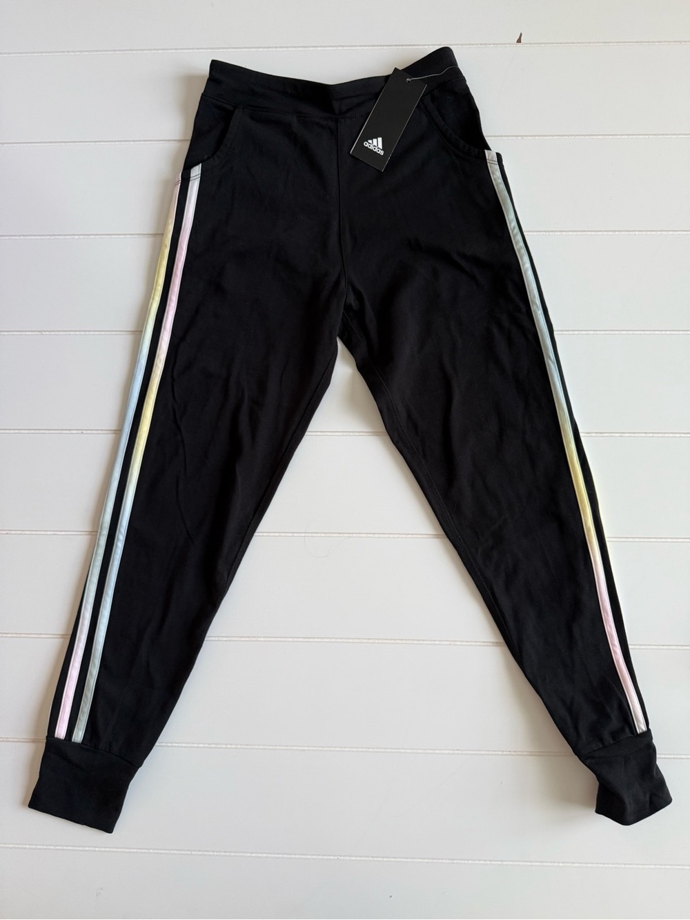 Adidas Lightweight Joggers with Pastel Side Stripes